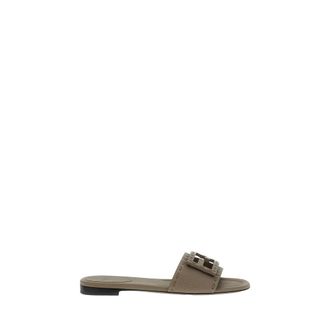 Fendi Baguette Slide - Dames - Sandalen - Grijs - 37 EU - Leer - Schoenen