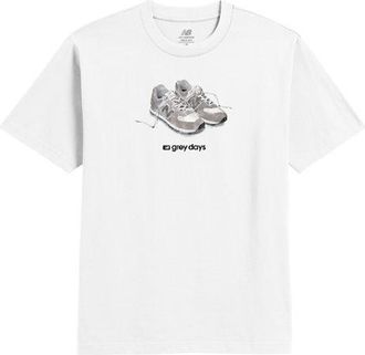 New Balance Uomo Grey Days 574 T-Shirt in Bianco, Cotone, Taglia 2XL
