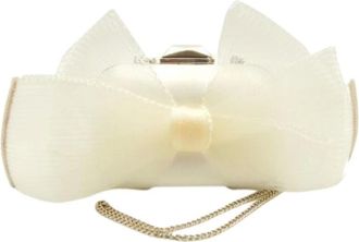 Jimmy Choo London Pre-owned Clutches, female, White, Size: ONE SIZE Pre-owned Satin Clutch