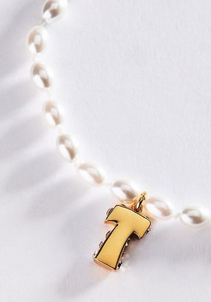 Anthropologie Pearl Initial Necklace