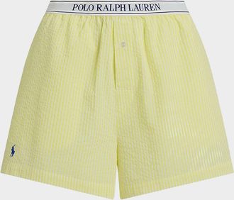 Polo Ralph Lauren Seersucker Logo-Waistband Boxer Shorts