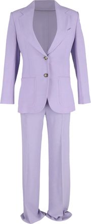 Victoria Beckham Single-Breasted Blazer with Pants in Purple Polyester