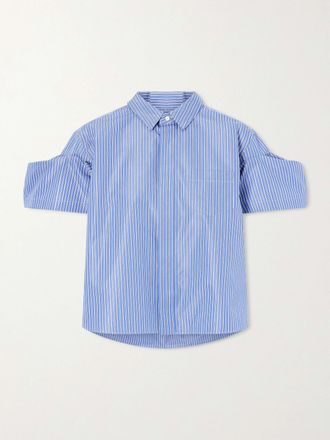 sacai Camicia In Popeline Di Misto Cotone A Righe - Blu