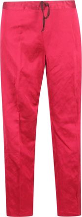 Dries Van Noten Drawstring Wide-Leg Trousers in Pink Silk