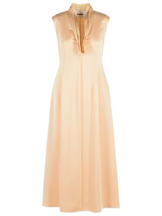 Jil Sander Kleid aus Acetat und pfirsichfarbener Viskose