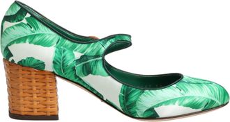 Dolce & Gabbana Green Silk MARY JANES Leaf Sandals Womens Shoes