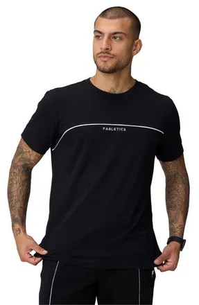Fabletics The 24-7 Tee in Black/classic White Dna Stripe at Nordstrom, Size Xx-Large