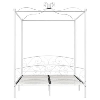 Berkfield Home Elegant Canopy Bed Frame White Metal 180x200 cm Super King