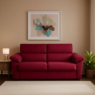 Dmora Sof&aacute; Cama 2 Plazas Contrada, Desenfundable, Con Almacenaje De Italia, Apertura Abatible, 205x95 Cm Rojo