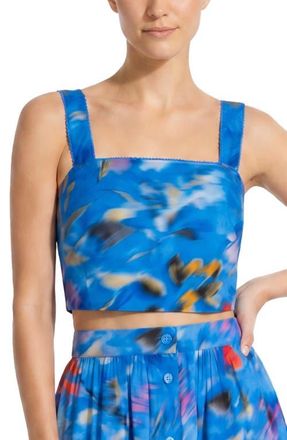 Change of Scenery Ilyssa Square Neck Smocked Crop Top in Larkspur Bay at Nordstrom, Size Small