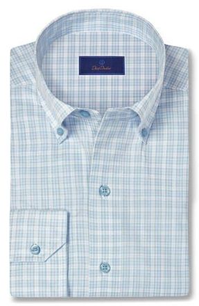 David Donahue Check Slub Sport Shirt in Sky/Pink at Nordstrom Rack, Size Xx-Large