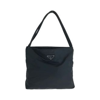 Prada Pre-owned Shoulder Bags, female, Black, Size: ONE SIZE Pre-owned Nylon Shoulder Bag