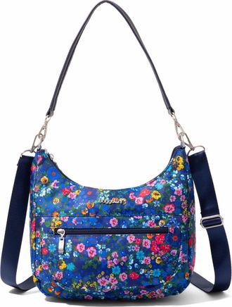 Baggallini Womens Modern Pocket Half Moon Shoulder Bag with Crossbody Strap