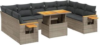 vidaXL Set De Sof&aacute;s De Jard&iacute;n 11 Pzas Y Cojines Rat&aacute;n Sint&eacute;tico Gris Vidaxl