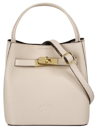 Cluty Umh&auml;ngetasche CLUTY, Damen, Gr. B/H/T: 18cm x 19cm x 13cm onesize, beige, Leder, leicht gl&auml;nzend, unifarben, Taschen Umh&auml;ngetasche, echt Leder, Made i