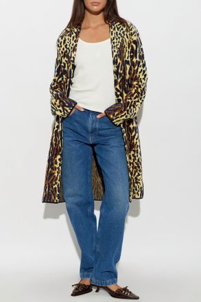 Marni Velvet Coat With Animal Print, Womens, Black