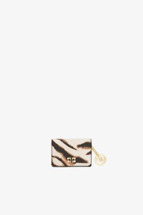 Ganni White Bou Card Holder With Flap in Zebra