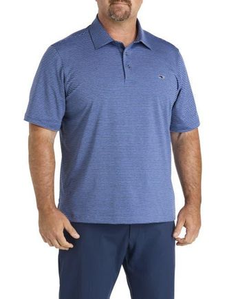 Vineyard Vines Big & Tall Striped Sankaty Performance Polo Shirt in Blue And Sum Evening at Nordstrom, Size 2X Big