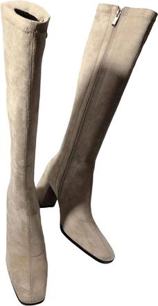 Generic Womens Suede Mid Calf Boots Thick Heel Casual Designer Style Shoes