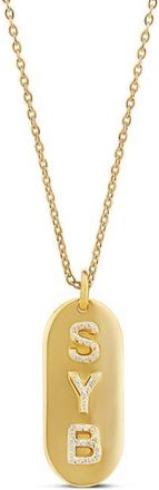 SHYMI Pav&eacute; Cubic Zirconia Name Tag Pendant Necklace in Gold at Nordstrom