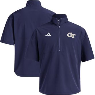 adidas Mens adidas Navy Georgia Tech Yellow Jackets Woven Quarter-Zip Short Sleeve Pullover at Nordstrom, Size Medium