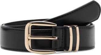 Mango Square Buckle Belt in Black at Nordstrom, Size Small