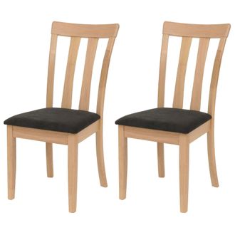 Hhg Set 2x Sedie Cucina Sala Soggiorno Hhg-451 Legno Massello, Struttura Naturale Cuscino Nero