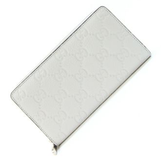 Gucci Light Gray Leather Long Wallet (Bi-Fold) (Pre-Owned)
