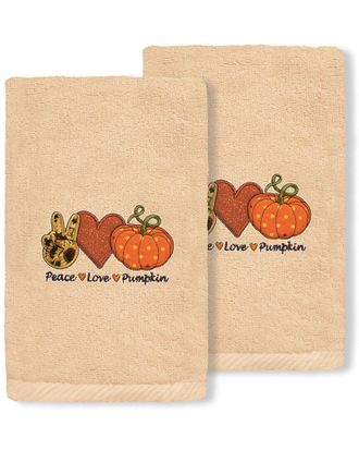 Linum Home Textiles Peace_Love_Pumpkin Turkish Cotton Hand Towel