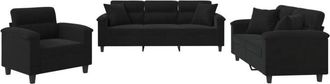 vidaXL Juego De Sof&aacute;s Con Cojines 3 Piezas Tela Microfibra Negro Vidaxl