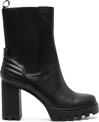 Calvin Klein Jeans 90mm quilted-panel leather platform boots - women - Leather - 39 - Black