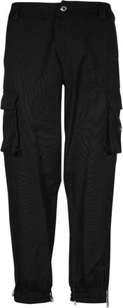 GCDS Cargo Katoenen Broek met Geribbelde Boorden - Heren - Slim Fit Broeken - Zwart - L - Katoen - Broeken