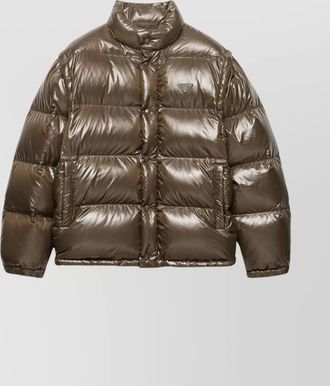 Prada nylon puffer jacket high collar