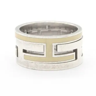 Herm&egrave;s Silver Cream Sterling Silver 925 Band Ring (Pre-Owned)