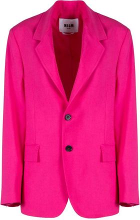 Msgm Light Wool 2 Button Jacket - Dames - Blazers - Roze - M - Satijn - Jassen
