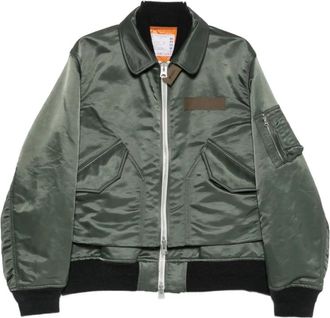 sacai Buitenlaag - Heren - Bomber jackets - Groen - S - Satijn - Jassen