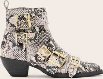 AllSaints Womens Cow Leather Jane Buckle Pointed Leather Boots, Size: UK 7/US 10/EU 40