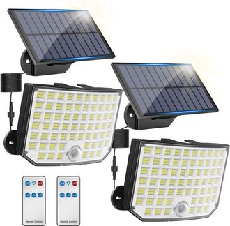 OEM Luces Solares Para Exterior [256 Led], Paquete De 2 Luces Solares Para Exterior Con Sensor De Movimiento, 3 Modos, Ip65, Foco Solar Para Exterior Para