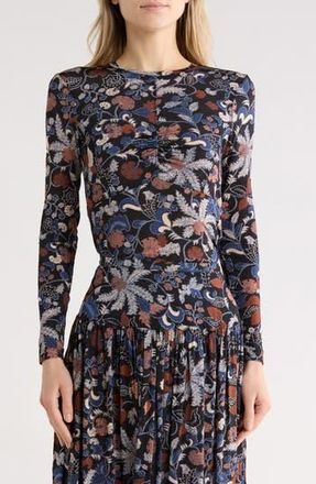 Ulla Johnson Neri Ruched Long Sleeve Top in Moonlight Floral at Nordstrom Rack, Size Medium
