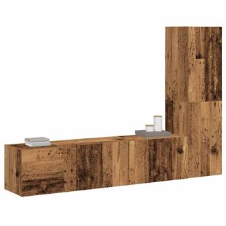 Berkfield Home Wall Mounted TV cabinets 3 pcs Old Wood Engineered Wood in Brown