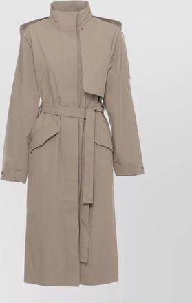 Rains belted hooded waterproof coat high neck