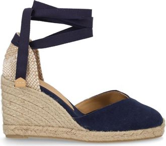 Castaner Blue Solid Lace-up Wedges