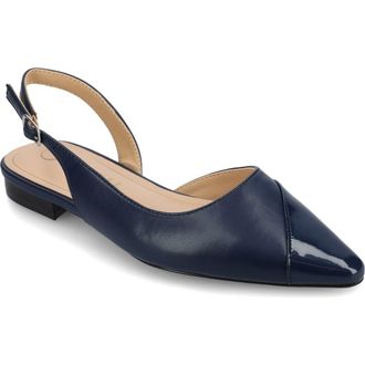Journee Collection Daphnne Cap Toe Slingback Flat in Navy at Nordstrom Rack, Size 8.5