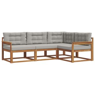 vidaXL Conjunto De Sof&aacute;s De Exterior 4 Pcs Gris Natural Y Claro Vidaxl