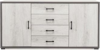 Capodarte Madia con 2 ante e 4 cassetti centrali 174 cm in melaminico Bianco Frassino - vale