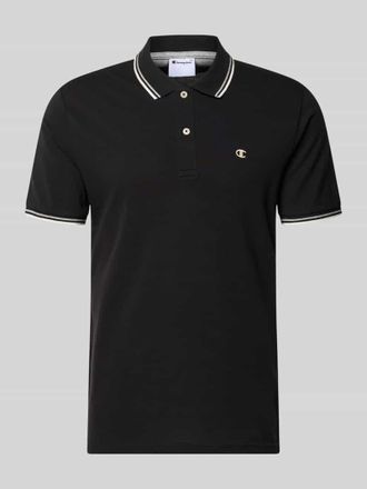 Champion Slim Fit Poloshirt mit Label-Stitching in Black, Gr&ouml;&szlig;e XXL