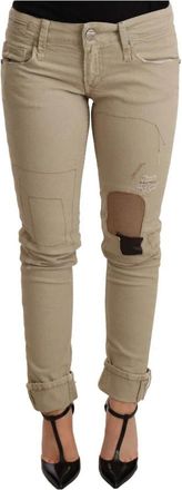 Acht Slim-fit Broek - Dames - Slim Fit Broeken - Beige - W26 - Katoen - Broeken