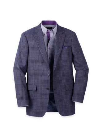 Paul Fredrick Purple Cotton Blend Single Breasted Notch Lapel Sport Coat