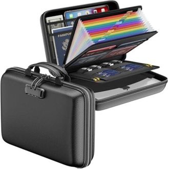 OEM Bolsa Ign&iacute;fuga De 13 Compartimentos Con Cerradura, Caja R&iacute;gida Port&aacute;til Para Almacenamiento De Documentos