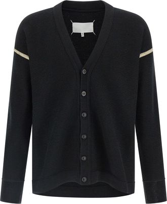 Maison Margiela Elbow Patch Cardigan Maglioni Nero-Uomo